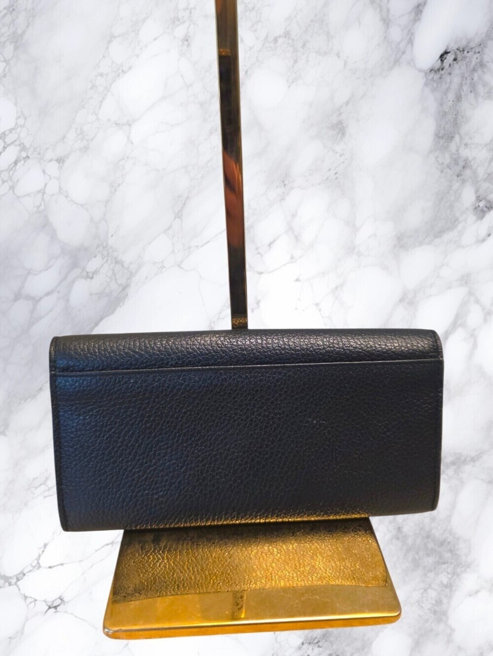 Furla Black Pebbled Leather Continental Wallet Long Zip Organizer Gold Logo - Picture 6 of 14